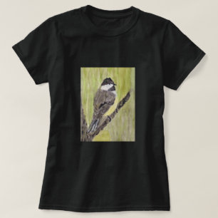 Svart-kapade Chickadee Bird - akrylmålning. T- T Shirt