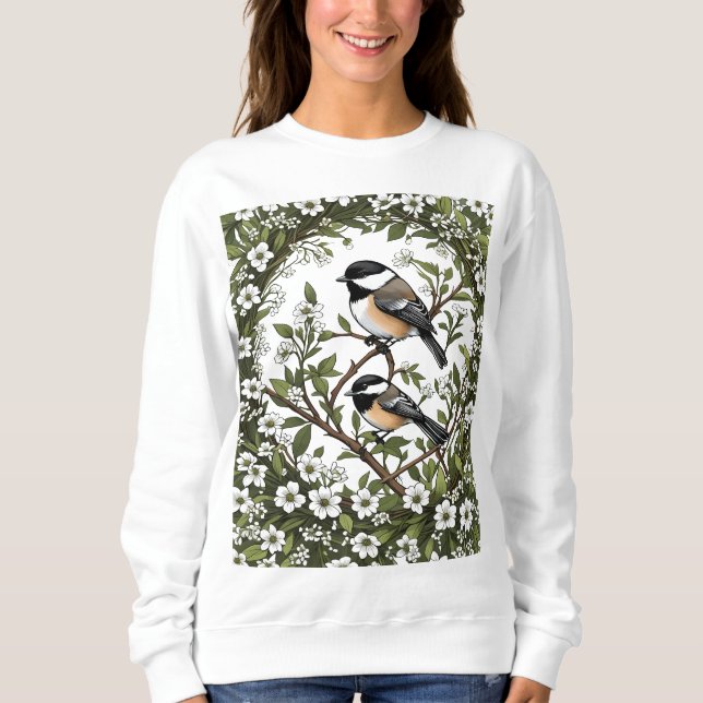 Svart-kapade Chickadee Bird and Massachusetts Mayf T Shirt (Framsida)