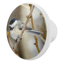 Svart kapslad chickadee Ceramic Knob