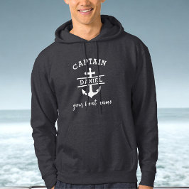 Svart kapten båt nautiskt ankare fartyg  hoodie