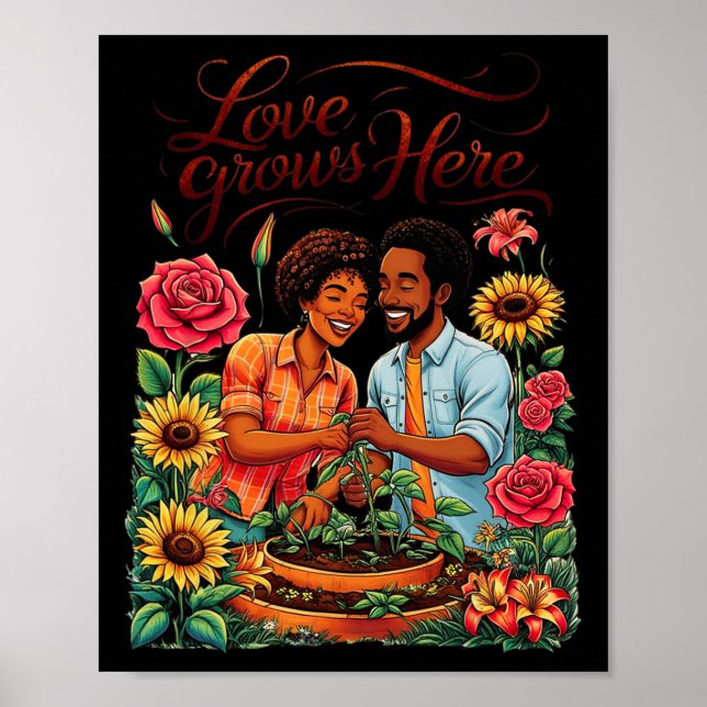Svart kärlek afroamerikansk par skiss Valentin Poster (Framsidan)