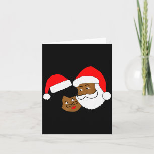 Svart kärleksfull tomte och fru Claus etniska jul Kort