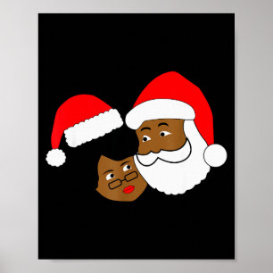 Svart kärleksfull tomte och fru tomte etniska jul poster