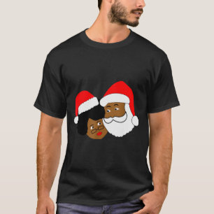 Svart kärleksfull tomte och fru tomte etniska jul t shirt