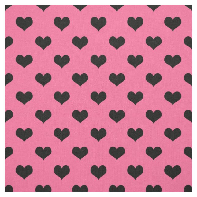 Svart Kärlekshjärta På Rosa Bakgrund Tyg (Provkarta)