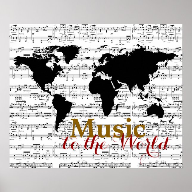 Svart karta med musik noter poster (Framsidan)