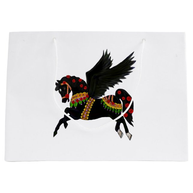 Svart karusell Pegasus presentbag (Framsidan)