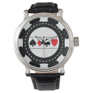Svart kasinochipklocka armbandsur