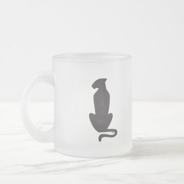 Svart kassilhuett frostad glas mugg (Vänster)