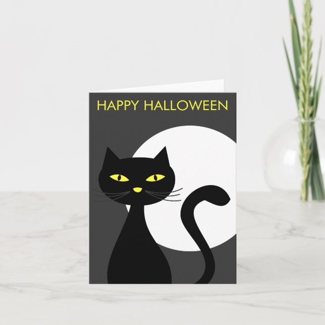Svart Kat Halloween-kort Kort (Framsida)