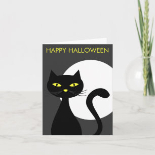 Svart Kat Halloween-kort Kort