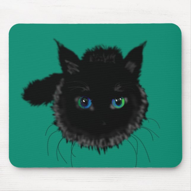 Svart Kat Mouse Pad Anpassningsbar Färg Musmatta (Framsidan)