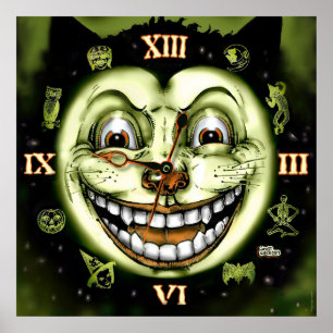 Svart katt 13 tar tid på Halloween Poster