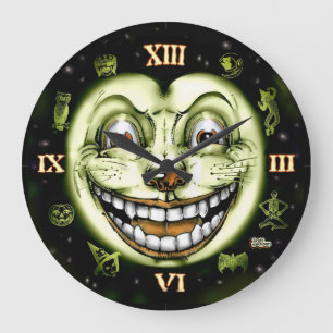 Svart katt 13 tar tid på Halloween Stor Klocka
