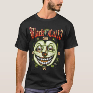 Svart katt 13 tar tid på Halloween Tee Shirt
