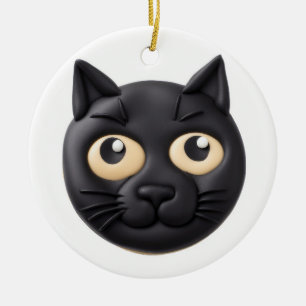 Svart katt 3D-inspirerad Julgransprydnad Keramik