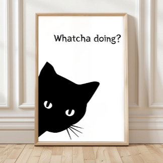Svart Katt Affisch, Roliga Affischer, Rolig Väggde Poster