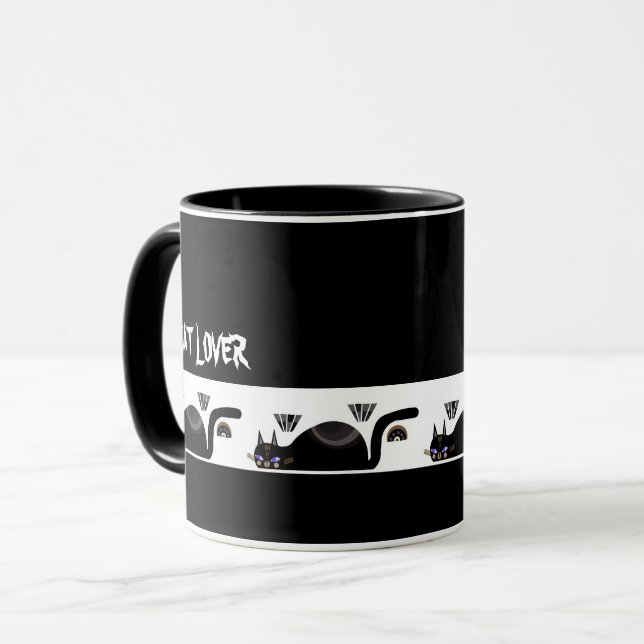 SVART KATT ÄLSKARE MUG MUGG (Framsida vänster)