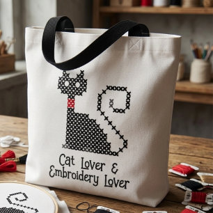 Svart katt älskare tygkasse