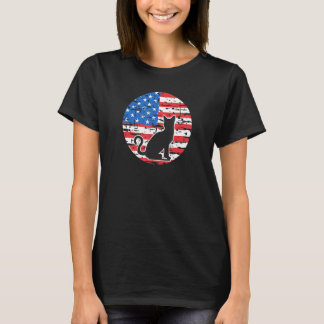Svart Katt Amerikansk Katt Usa Flagga Färger 4:e J T Shirt