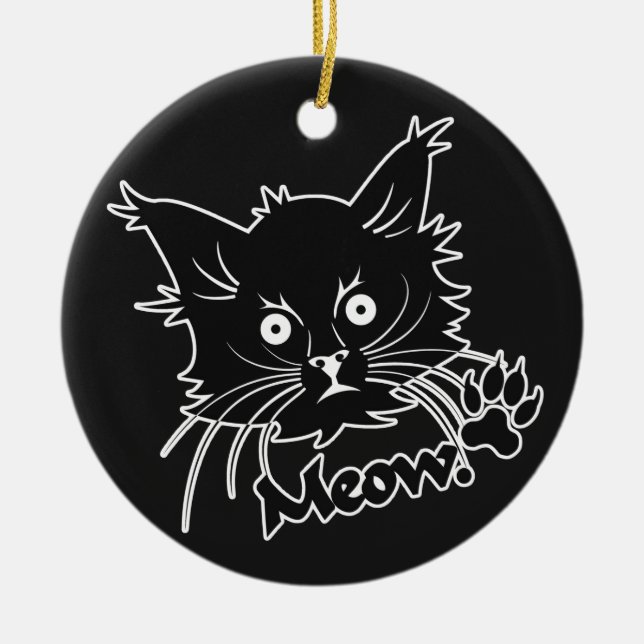 Svart katt anpassningsbar, ornament (Framsidan)