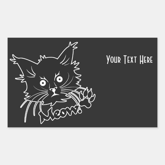 Svart katt-anpassningsbar rektangulärt klistermärke (Framsida)