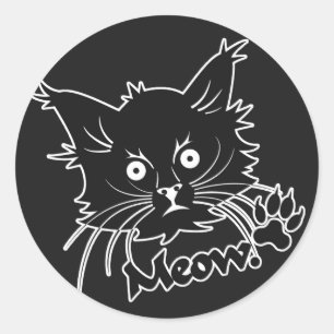 Svart katt-anpassningsbar runt klistermärke