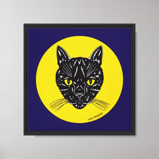Svart katt ansikte canvastryck (Framsida)
