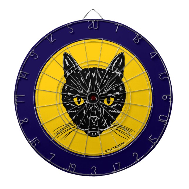 Svart katt ansikte darttavla (Framsidan)