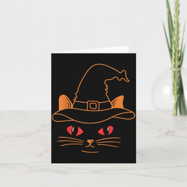 Svart katt ansikte Halloween kostym Kort (Framsida)