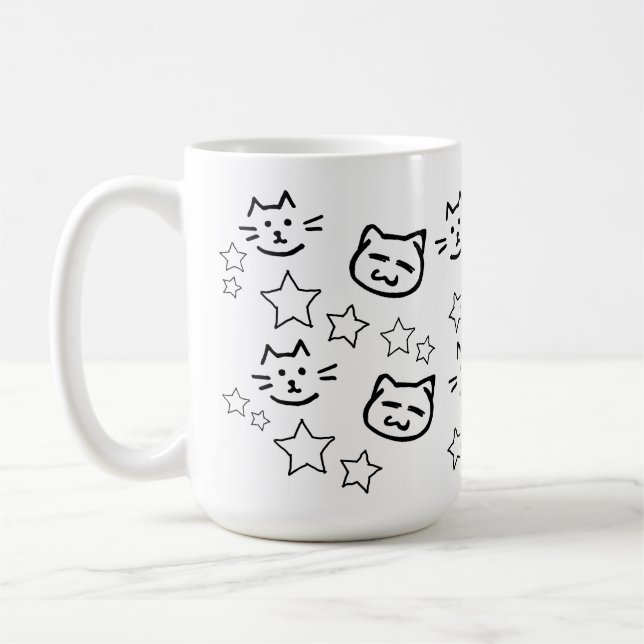 Svart katt ansikte kaffemugg (Vänster)