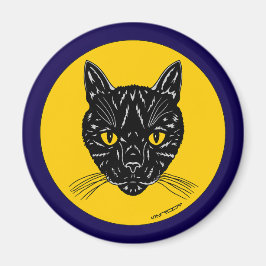 Svart katt ansikte magnet