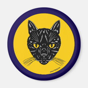 Svart katt ansikte magnet