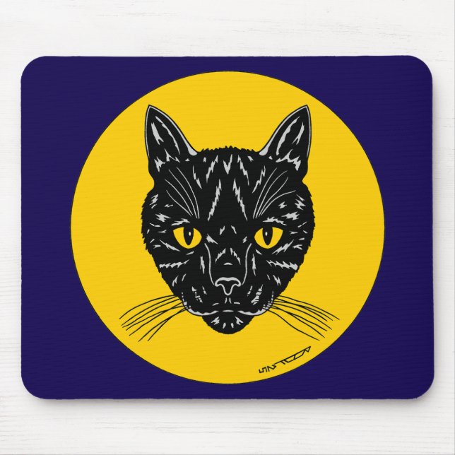 Svart katt ansikte musmatta (Framsidan)