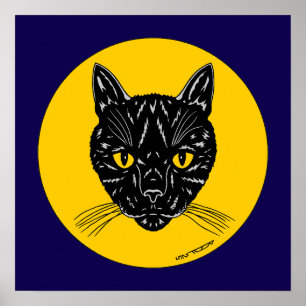 Svart katt ansikte poster