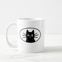 Svart Katt Ansikte Sött Minimalist | Kawaii Katt