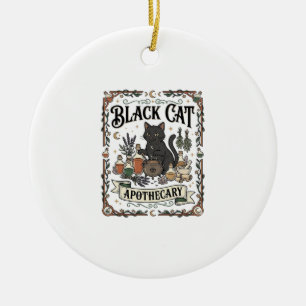Svart Katt Apotek Katt Ockult Mystisk Apotek Julgransprydnad Keramik