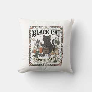 Svart Katt Apotek Katt Ockult Mystisk Apotek Kudde