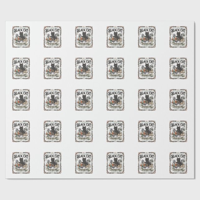 Svart Katt Apotek Katt Ockult Mystisk Apotek Presentpapper (Platt)