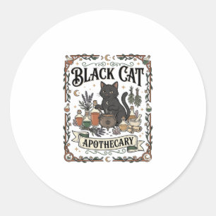 Svart Katt Apotek Katt Ockult Mystisk Apotek Runt Klistermärke