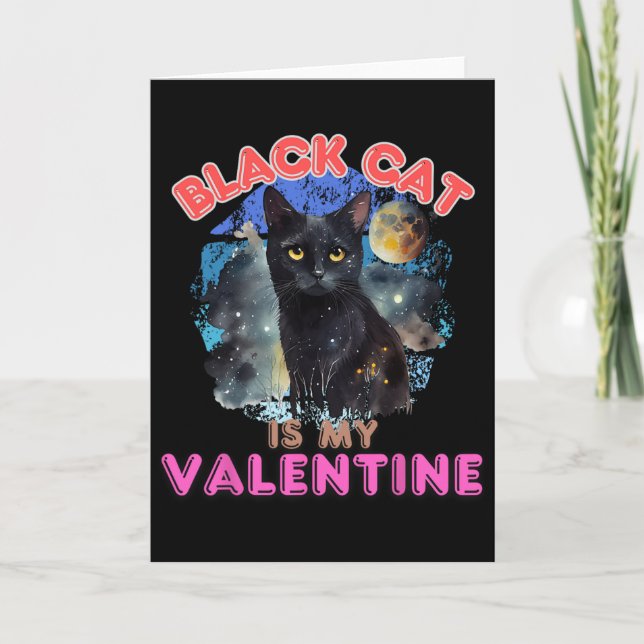 Svart katt är min valentin rolig citat katt älskar kort (Framsida)