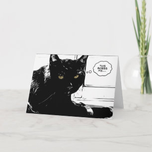 Svart katt är uttråkad kort