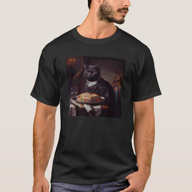 Svart Katt Attack Biff T Shirt (Framsida)