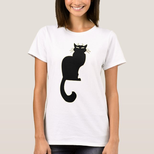 Svart katt av Halloween Svart katt Dam överst Tee Shirt (Framsida)
