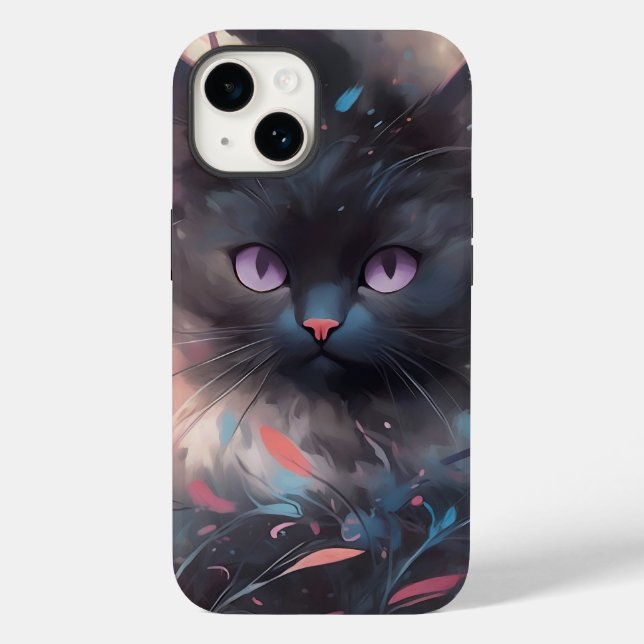 Svart katt av makrill vattenfärg | Cute Cat (Baksida)