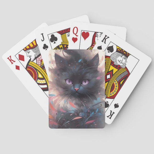 Svart katt av makrill vattenfärg | Cute Cat Casinokort (Baksidan)