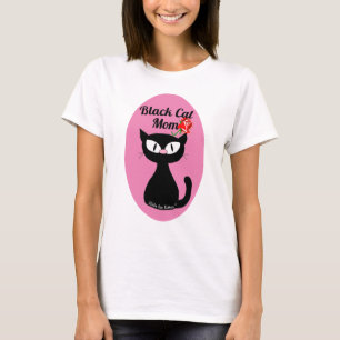 Svart katt av svart katt, Mamma, Tecknad, med Röd  T Shirt
