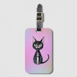 Svart katt bagageetikett bagagebricka