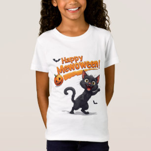 Svart katt bakom pumpa Halloween 🎃 T Shirt