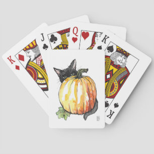 Svart katt bakom pumpkin Classic-spelkort Casinokort